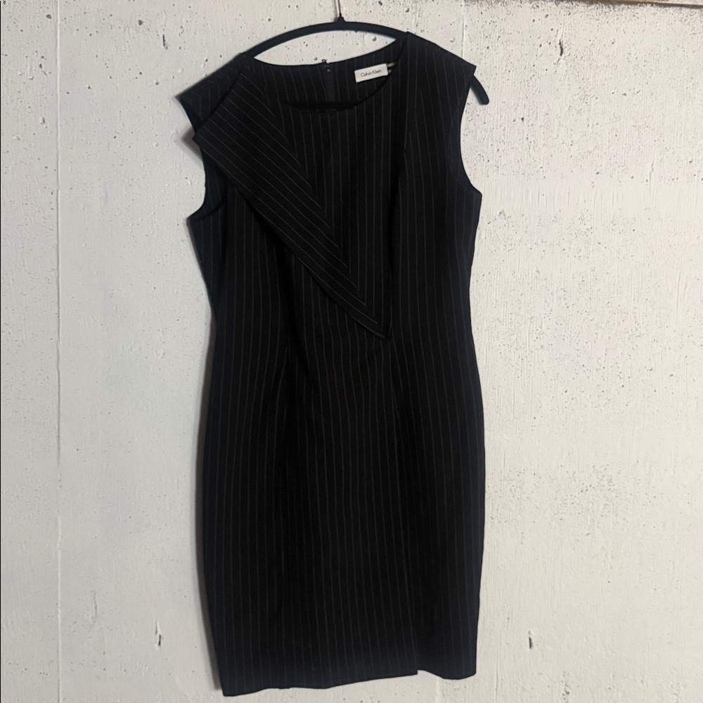 Calvin Klein Black Pinstripe Sheath Dress, 12, fits 10 - Picture 7 of 12